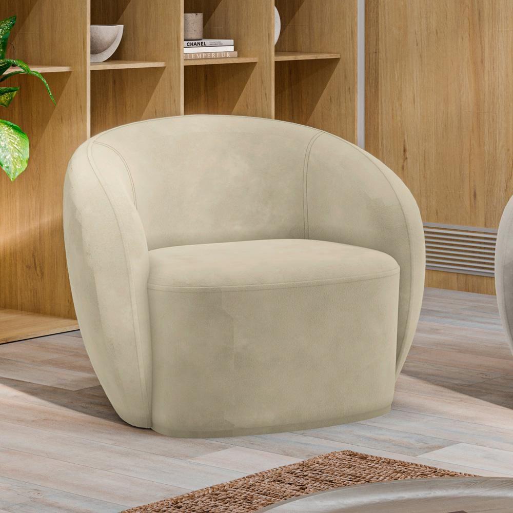 Miniatura Poltrona Decorativa íbis Encosto Fixo Veludo Bege G33 Gran Belo