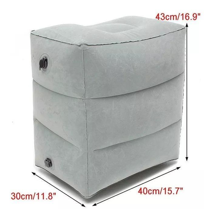 Miniatura Almofada Inflável Pés Avião PVC 3 Níveis 40x30x43cm Cinza
