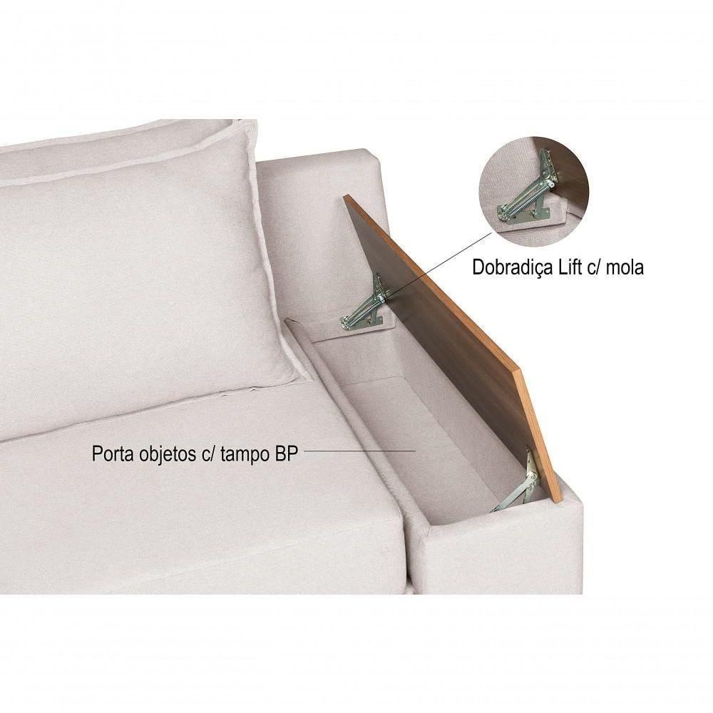 Sofá Cama Panamá Compose Linho 2 Lugares Império Estofados Gelo