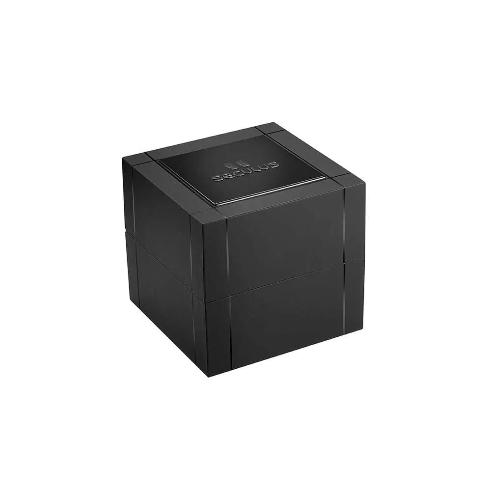 Miniatura Relógio Seculus Cronógrafo 77308G0SVNC1 Vidro Abaulado Couro Prata