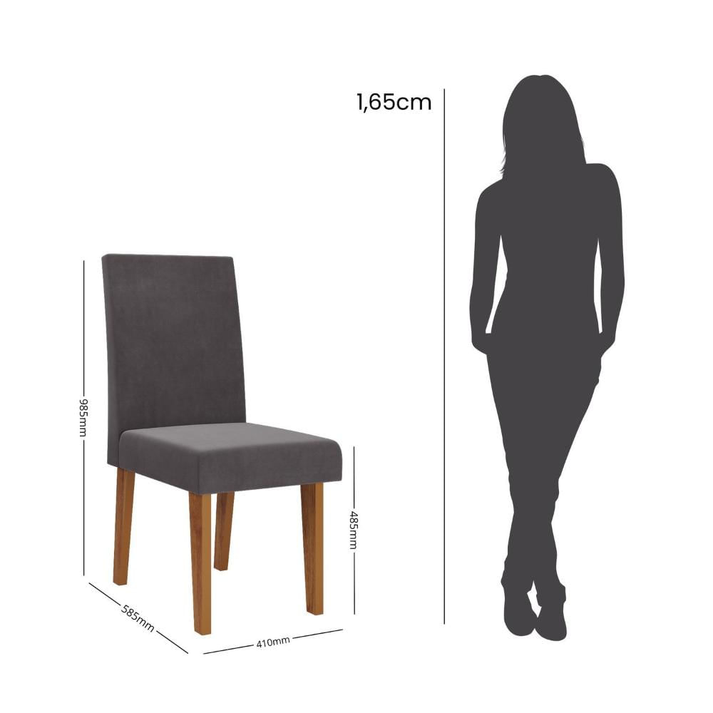 Miniatura Conjunto Canto Alemão com Baú Trento Mesa Quadrada com Vidro 90x90 e 2 Cadeira Venus Mdp/mdf Mel/Grafite