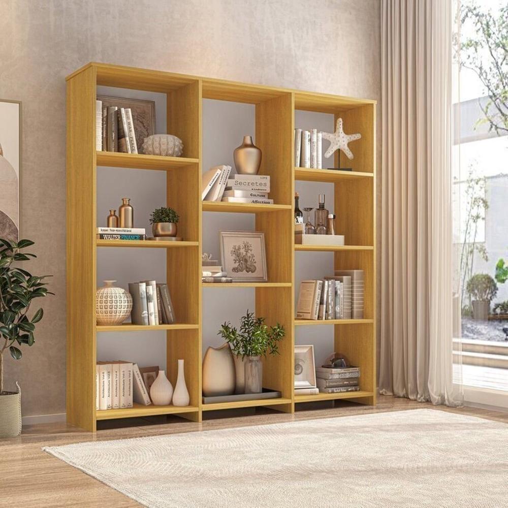 Kit com 1 Estante Livreiro 11 Nichos Odelia e 1 Estante Modular 4 Nichos Calum Freijó