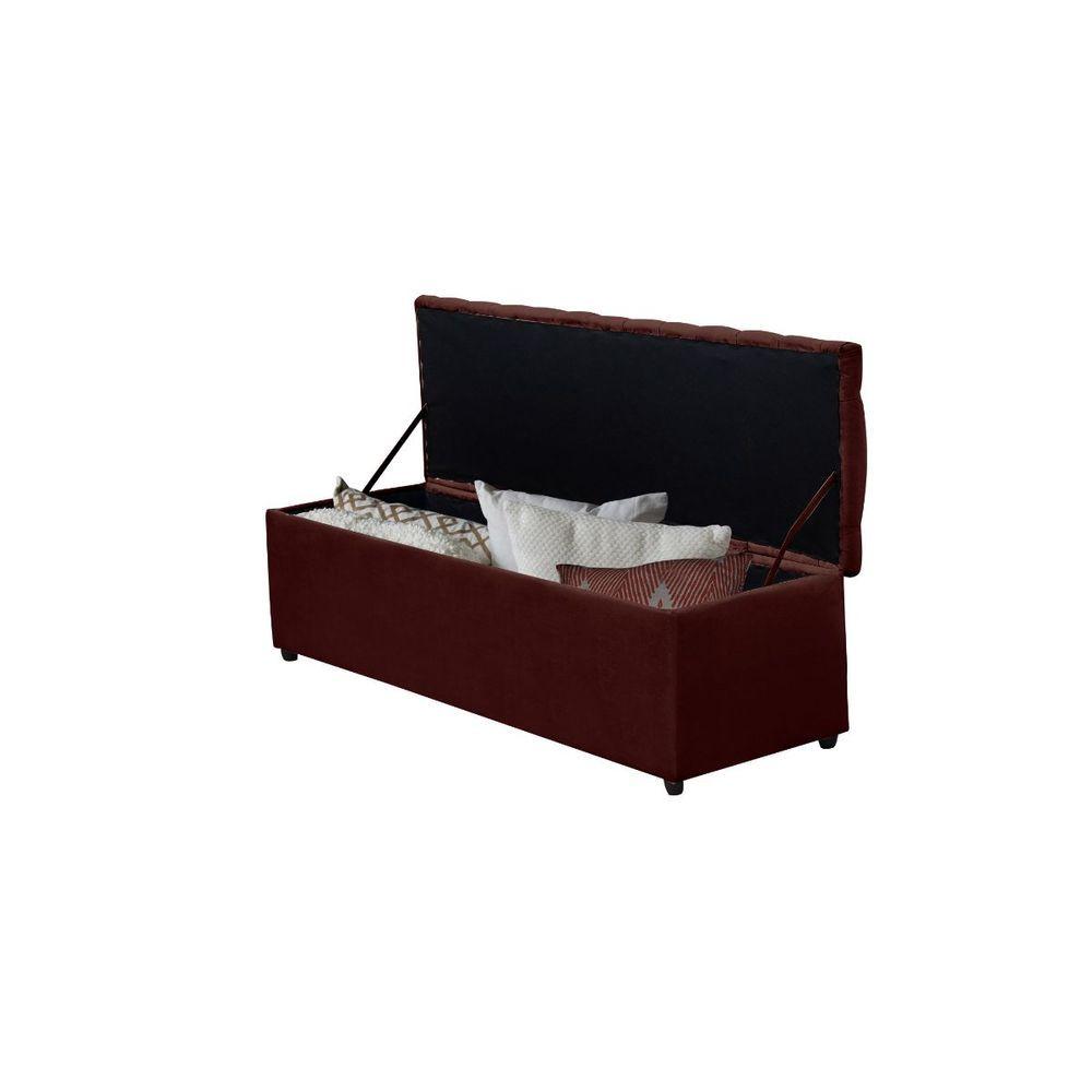 Miniatura Calçadeira Baú Recamier Queen 158 Cm Raissa Suede Marsala