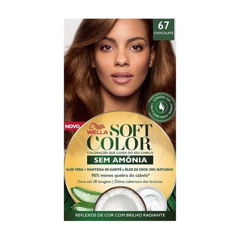 Miniatura Kit Com 05 - Tintura Soft Color - Wella - Cor: 67 Chocolate