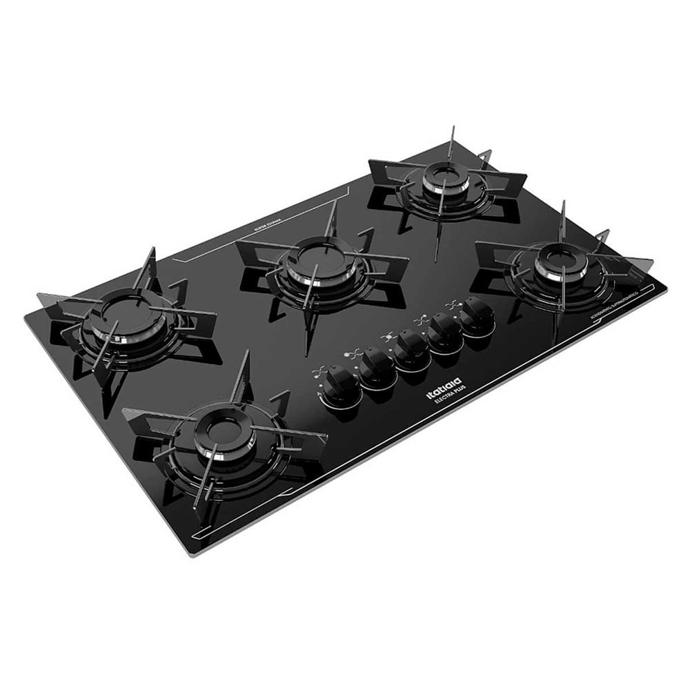 Miniatura Cooktop 5 Bocas Electra Plus Mesa de Vidro Itatiaia Preto - Bivolt