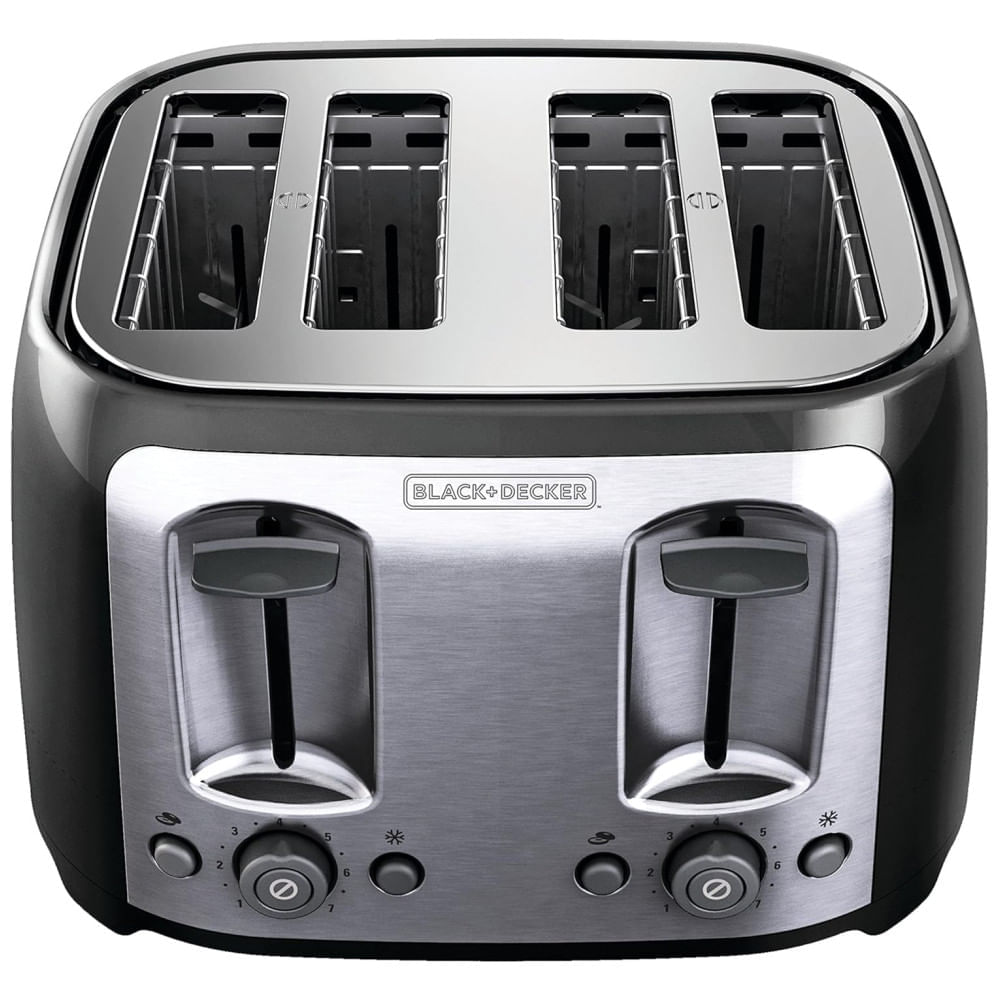 Torradeira BLACK+DECKER 4 Fatias, Fendas Ampla, 7 Níveis de Tostagem, 1400W, Função Congelados e Bagel, Controle de Tostagem, Elevação