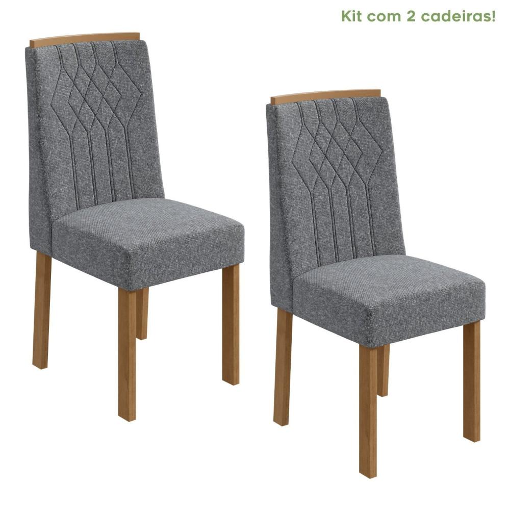 Miniatura Conjunto 2 Cadeiras Exclusive Móveis Lopas Amêndoa Clean/Cinza