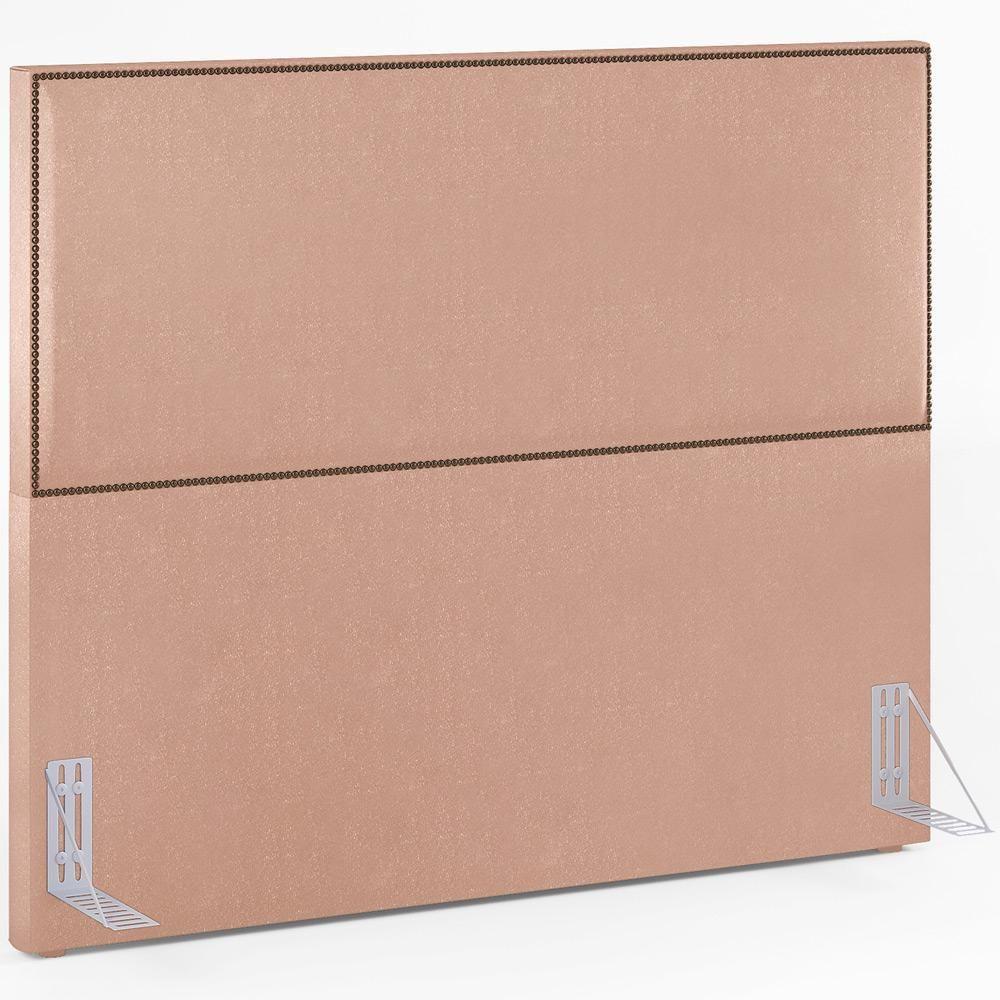 Miniatura Cabeceira Cama Box Casal Com Tachas 140 Cm Linho Rosê
