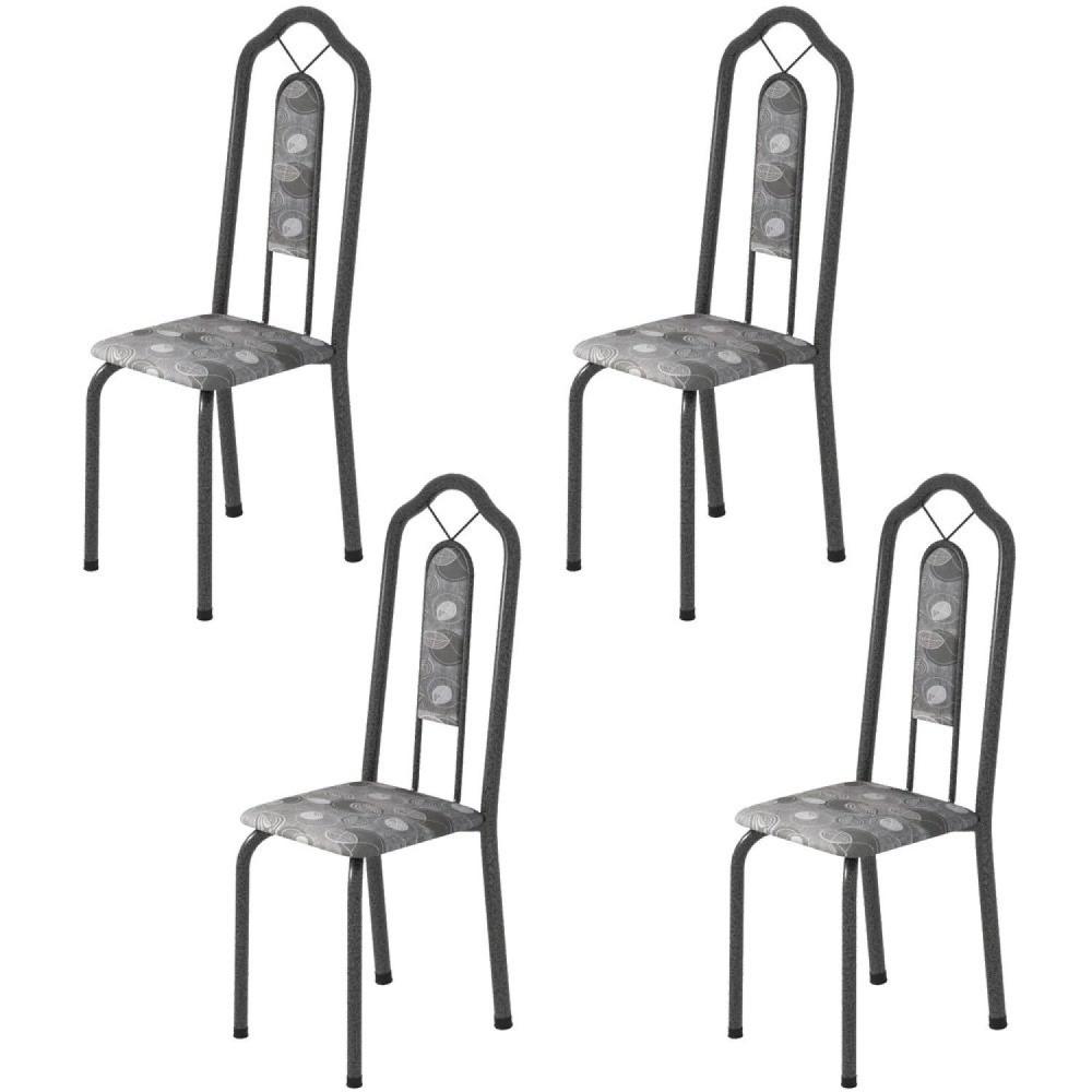 Miniatura Kit 4 Cadeiras Tubular Bianca Soma Móveis Martelado Prata/Paraopeba