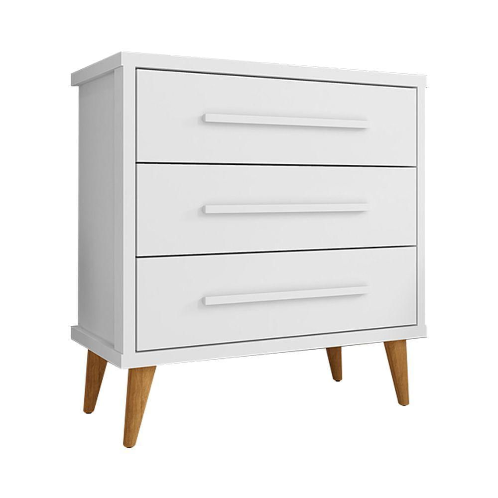 Miniatura Cômoda Retrô Para Quarto 3 Gavetas Belvedere - Branco - Cor: Branco