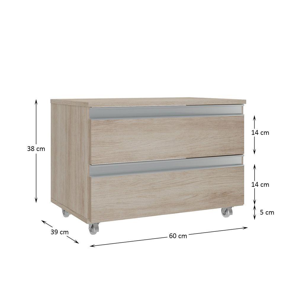 Miniatura Gabinete Banheiro Rodinhas Joia 60cm 02 Gavetas Madeirado Inteiro