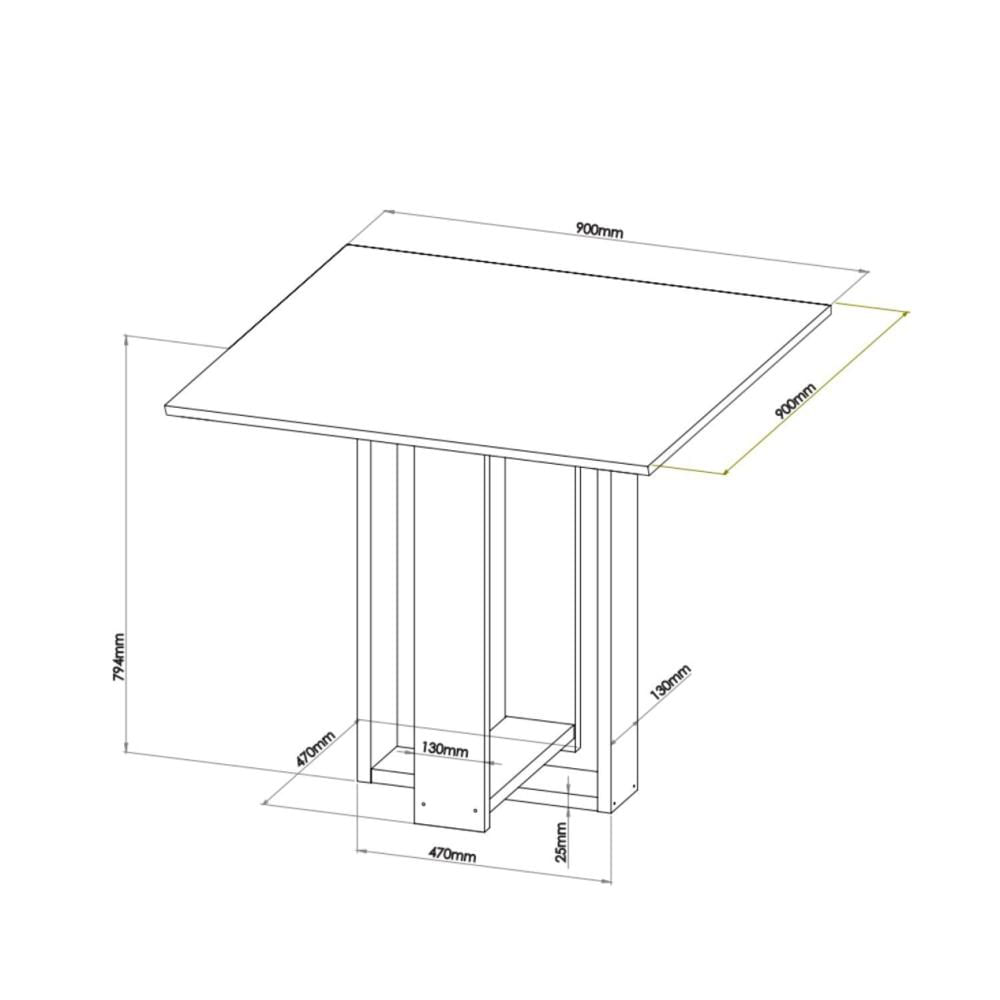 Miniatura Conjunto Sala de Jantar Chiara Quadrada com 4 Cadeiras Vênus Mel/Blonde/Bege