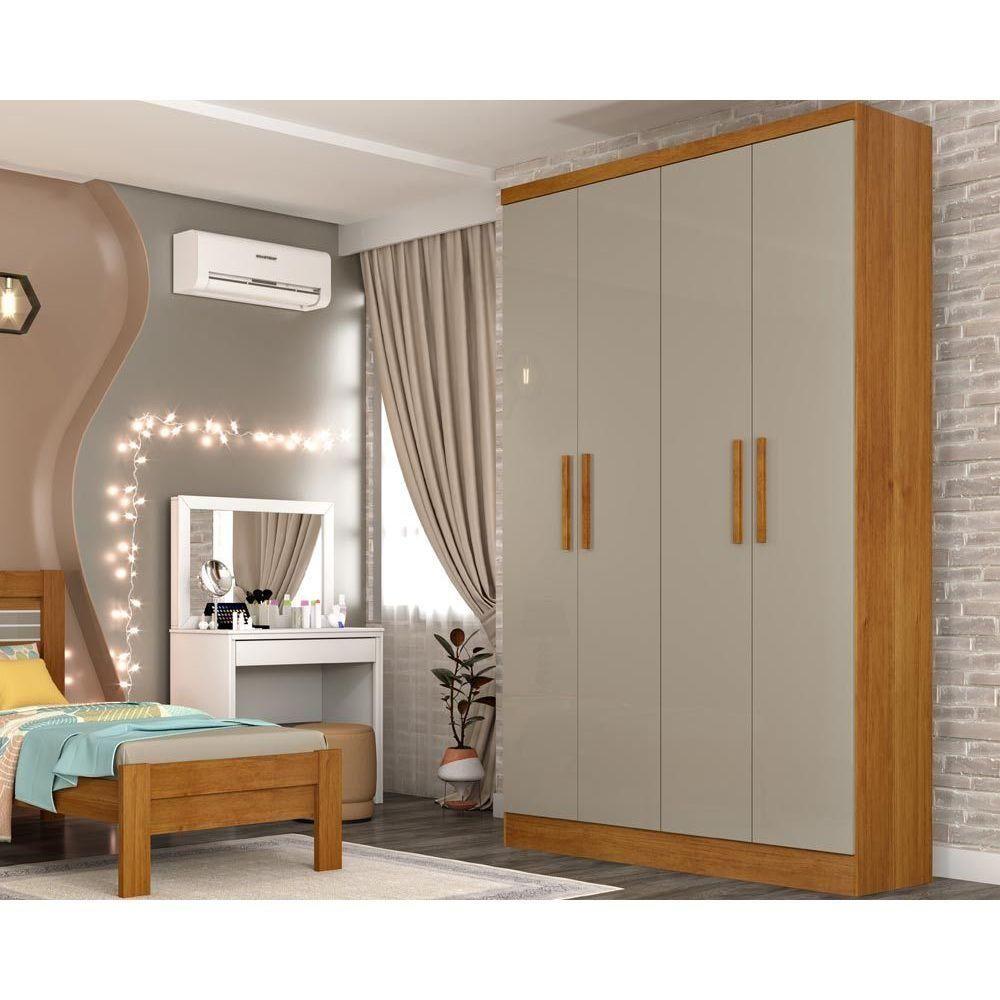 Miniatura Guarda Roupa 4 Portas Amsterdam C- E 2 Gavetas Cinamomo-off White - Tcil Móveis