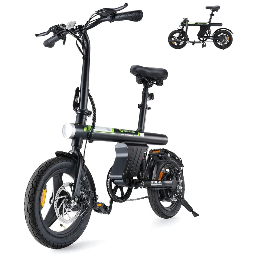 Miniatura Mini Bicicleta Elétrica U1 isinwheel 500W | Velocidade Máx. 32 km/h | Autonomia até 40 km | Dobrável, Leve e Inteligente, Preta