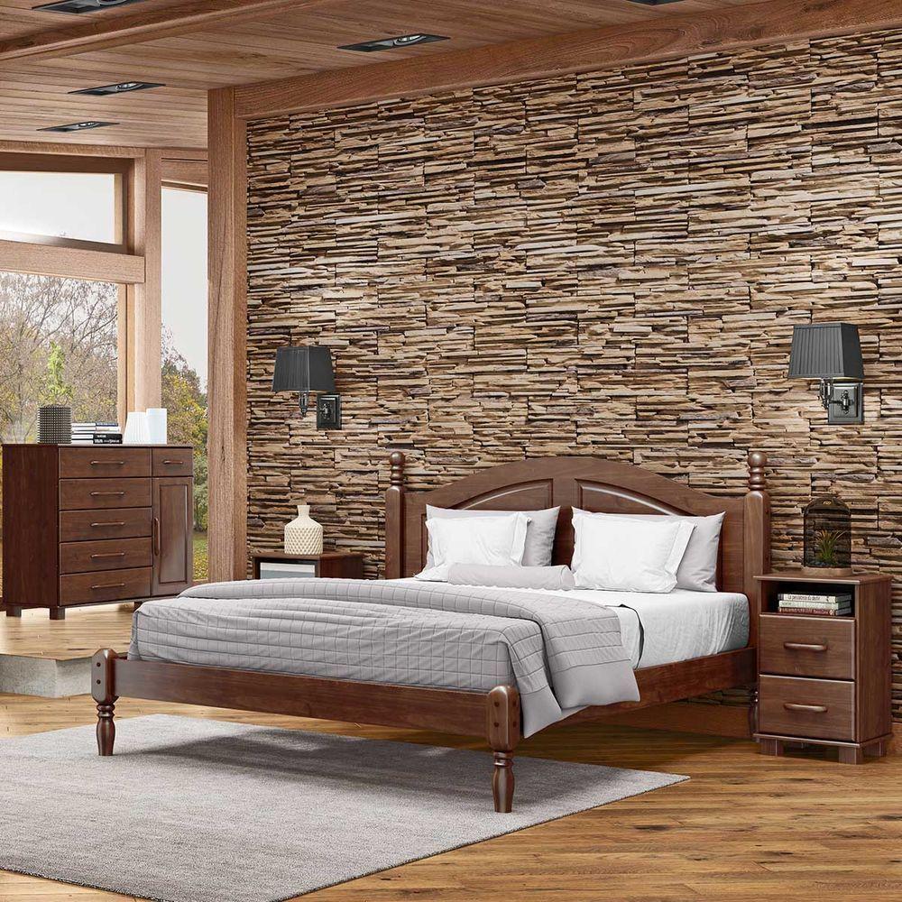 Miniatura Conjunto Ouro Café Cama Queen 1,60cm, Cômoda Sapateira C/ 6 Gavetas, 2 Mesas Cabeceira Finestra