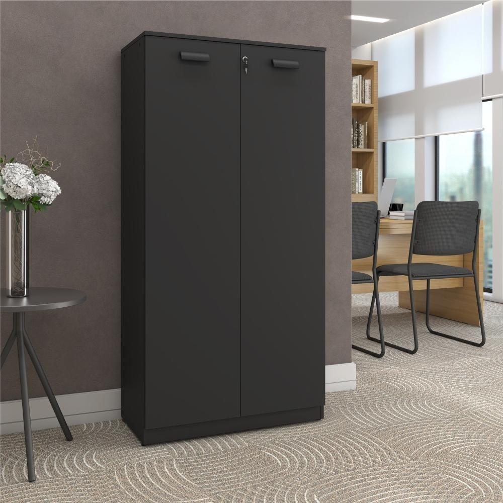 Miniatura Armário Alto Com 2 Portas Fechado Para Escritório - Preto Preto