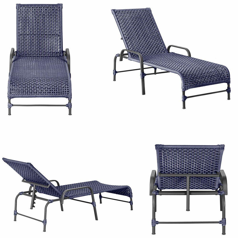 Miniatura Espreguiçadeira Alumínio Catar Mesa Corda Náutica Piscina Azul