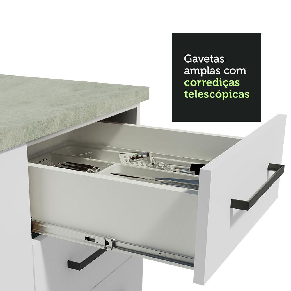 Kit com 2 Balcões e 2 Armários Aéreos Multiuso 200cm Agata Madesa Branco
