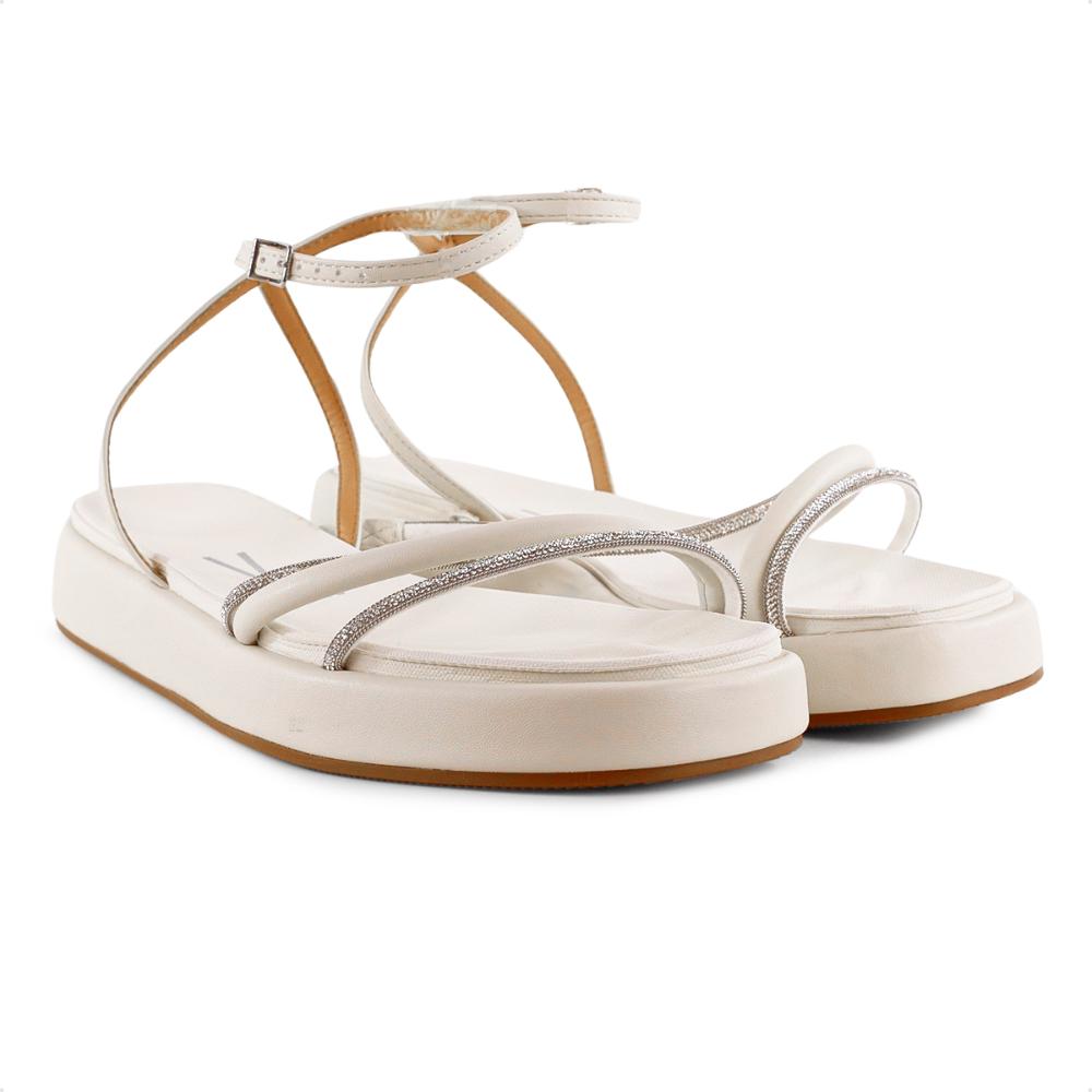 Miniatura Sandália Vizzano Papete Plataforma Flats Feminina Off White / Bege - 34