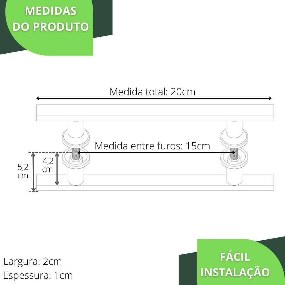 Miniatura Puxador Inox Para Porta De Correr Vidro Madeira 20Cm M.S