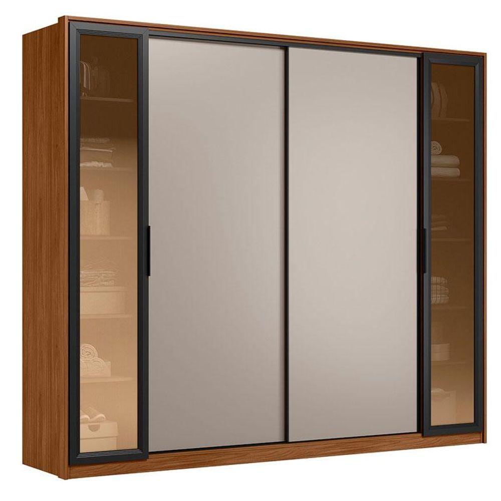 Miniatura Guarda Roupa Casal Laredo Ambiente Nogueira Nude Prime Tx Flex Com Vidro Reflecta Demóbile