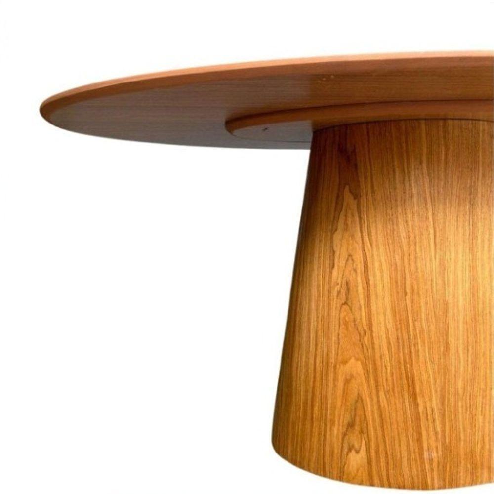 Miniatura Mesa De Jantar Cone Oval 200x100 Cm Tampo Freijó Base Freijó Cor Marrom