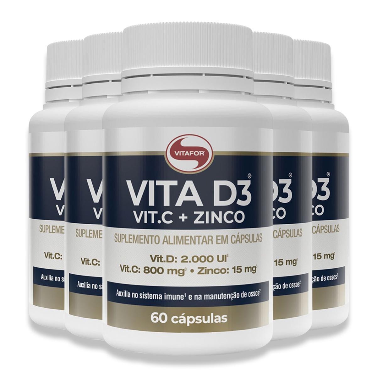 Miniatura Kit 5 Vita D3 + C + Zinco Vitafor 60 Cápsulas