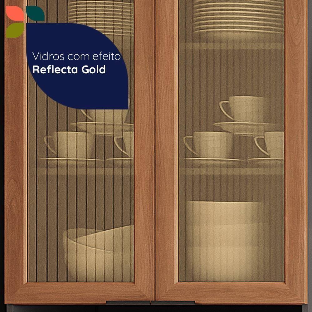 Paneleiro De Cozinha Castanha 700mm Para Micro 4 Portas Com Vidro Cinza freijó