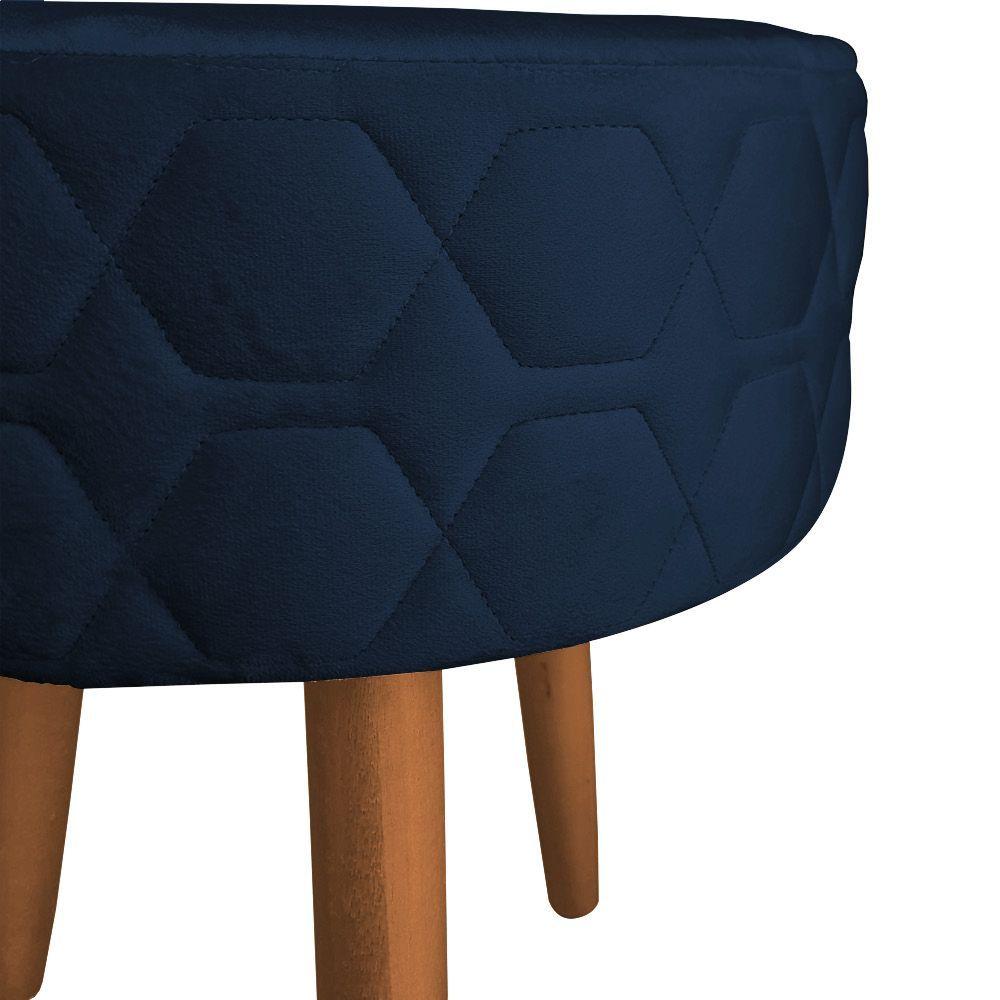 Miniatura Puff Banqueta Metalada 40cm Vermelha Cor Azul Royal