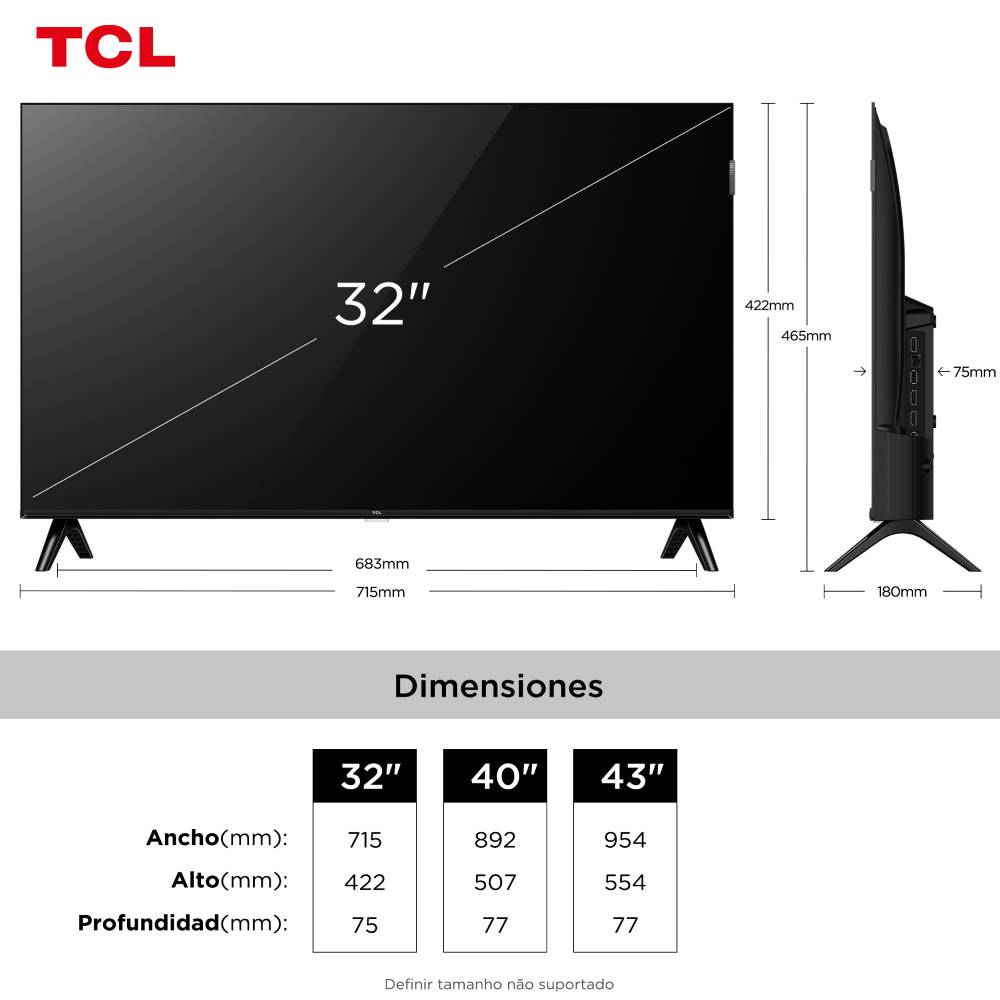 Miniatura Smart TV TCL 32 Polegadas Full HD QLED S5K WiFi Bluetooth Google TV 2 HDMI HDR10 Dolby Audio 32S5K
