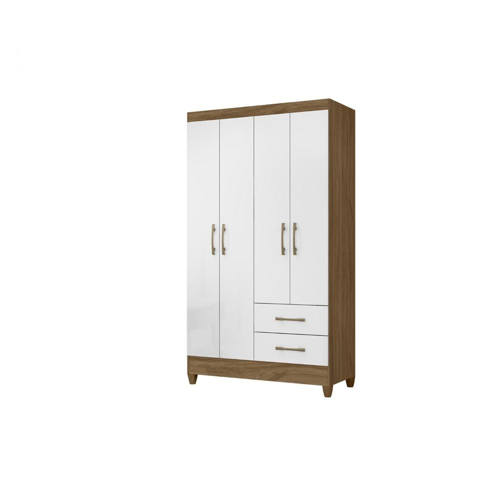 Miniatura Guarda Roupa Solteiro 4 Portas 2 Gavetas Chile Moval Naturale/Branco