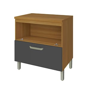 Miniatura Balcão Nesher Princesa 1 Porta 1 Gaveta – 80cm Freijo/Grafite