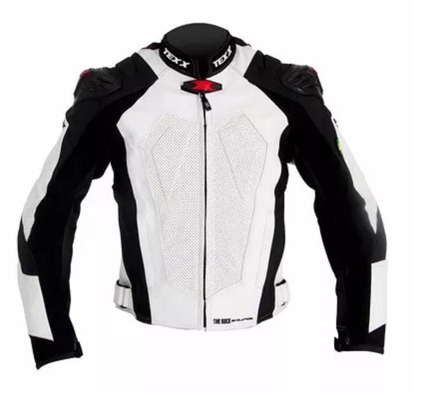 Miniatura Jaqueta Couro Texx New Rock Evolution Com Cupim Branca 3XL