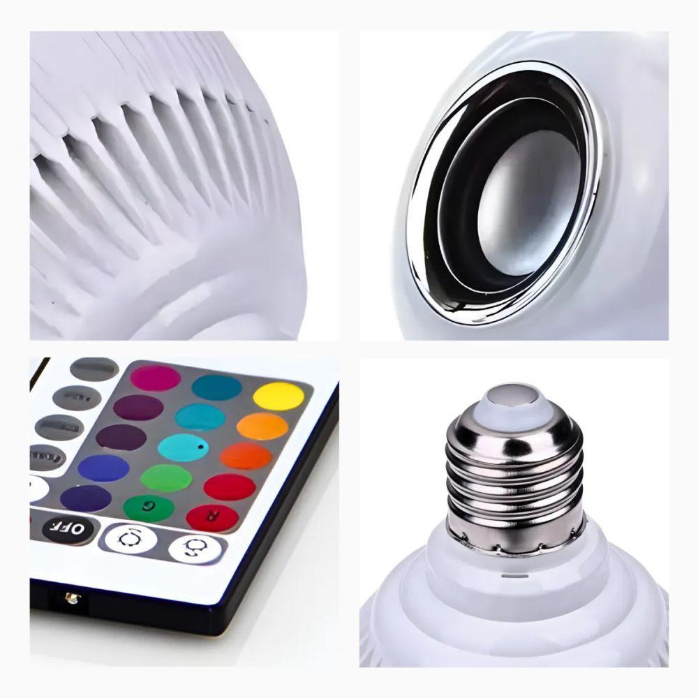 Lâmpada Musical Caixa Som 12w Bluetooth Luz Led Rgb Com Cont