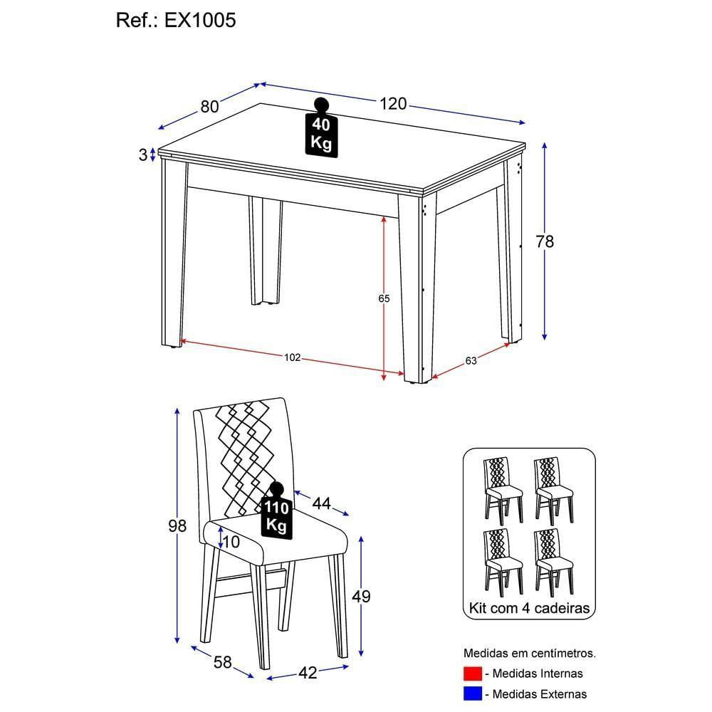 Miniatura Conjunto Mesa De Jantar 4 Cadeira Madeirado/Off White/Castor