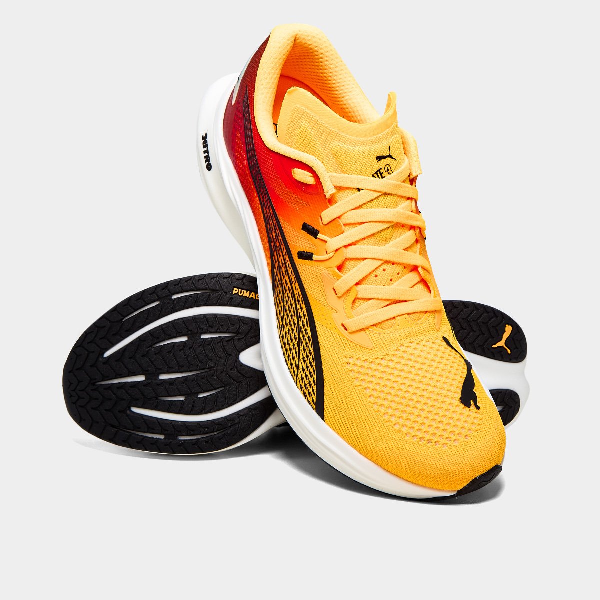 Miniatura Tênis Puma Deviate Nitro 3 Fade WNS Feminino Laranja+Preto - 35