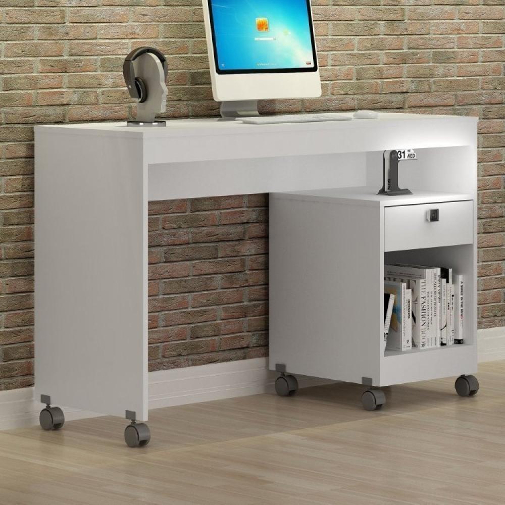 Conjunto Mesa para Computador Giga e Armário Multiuso 2 Portas Natal Branco