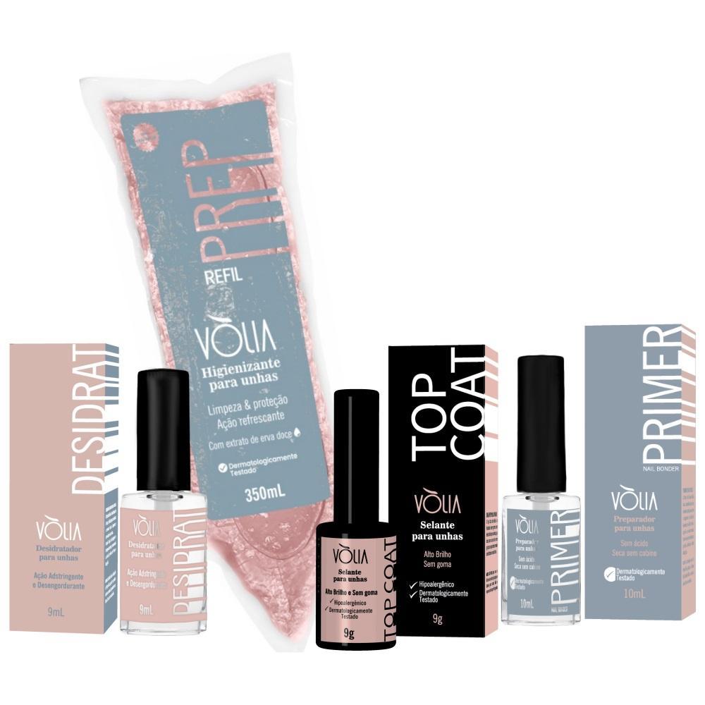 Miniatura Kit Preparação Unha Em Gel Higienizante 350Ml Sache Volia