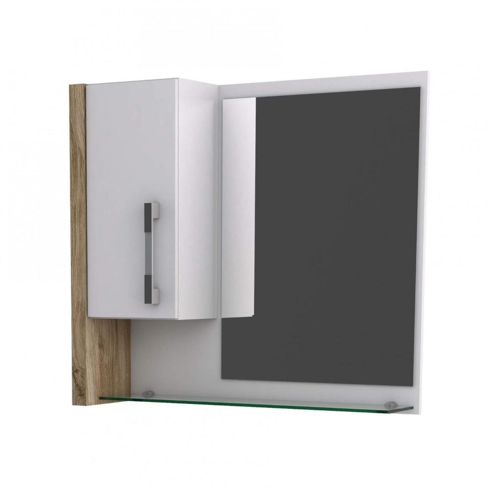 Gabinete para Banheiro 1 Porta 2 Gavetas com Cuba Q35 e Espelheira Legno 650W Espresso Móveis Branco/Carvalho