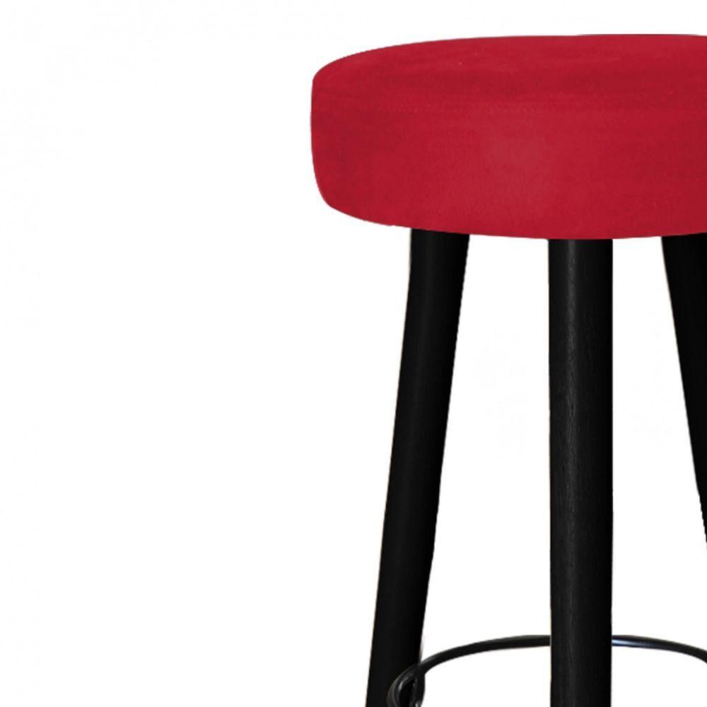 Miniatura Banqueta Alta Lia Para Cozinha Bar Balcão Bistrô Pé Palito Preto Suede Vermelho