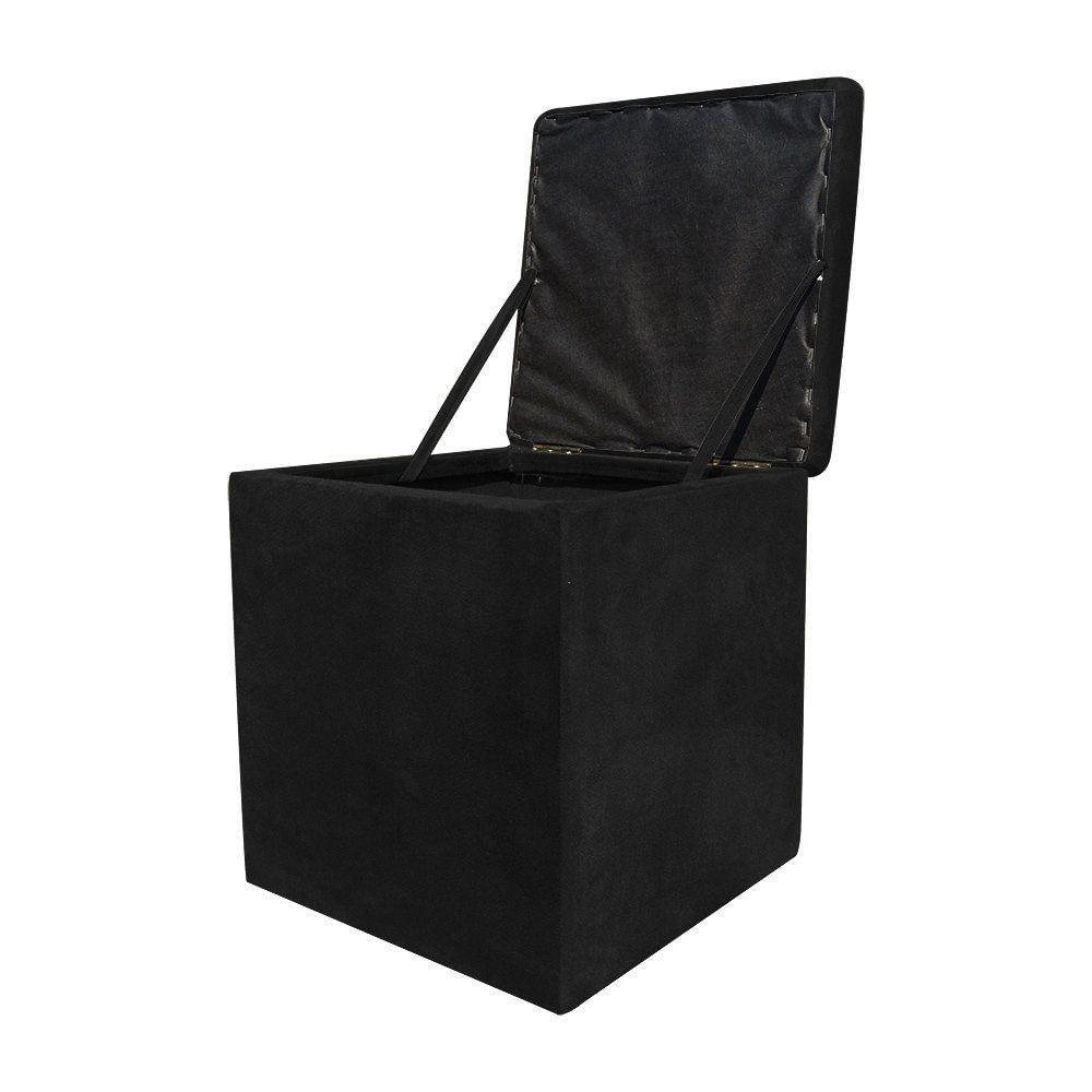 Miniatura Puff Baú Dani Quadrado Suede Preto