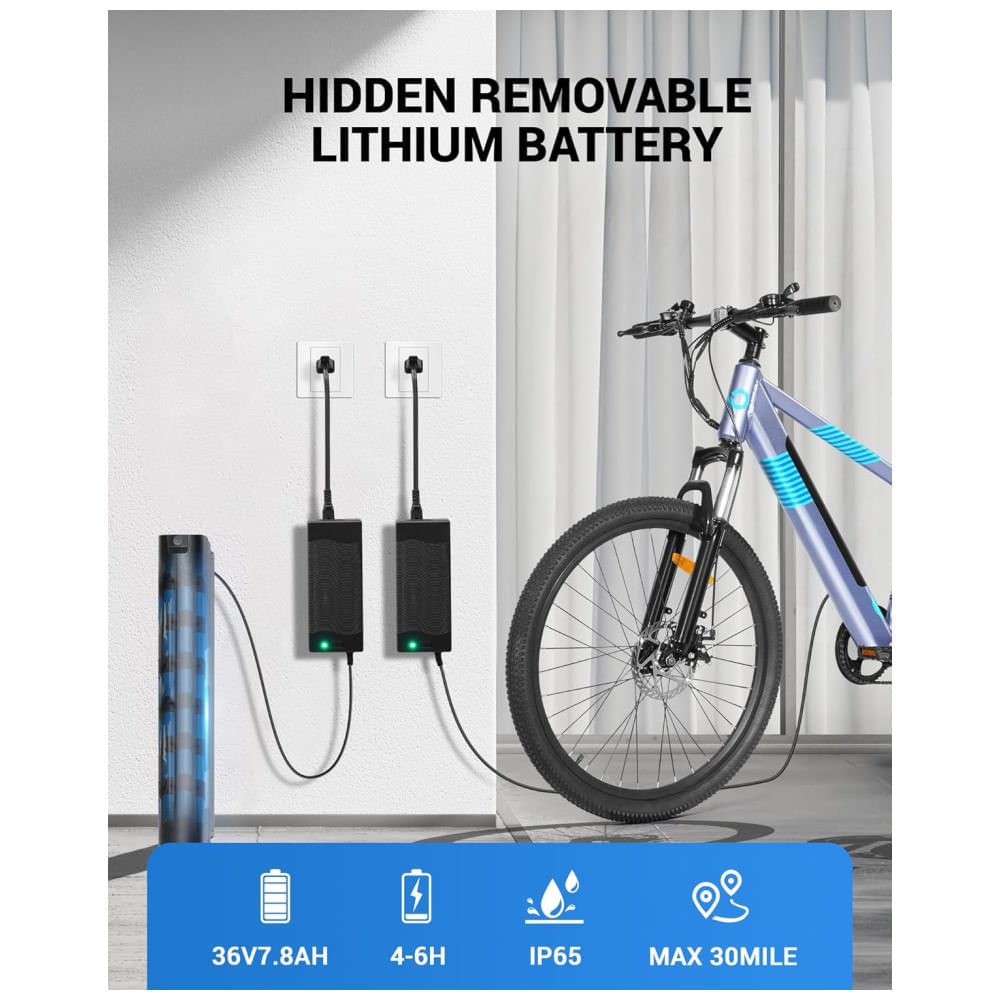Miniatura Bicicleta Elétrica para Adultos, Bateria Removível Embutida Invisível de 36V, Motor sem Escovas de 350W Pico 450W, Bicicleta Elétrica de Montanha com