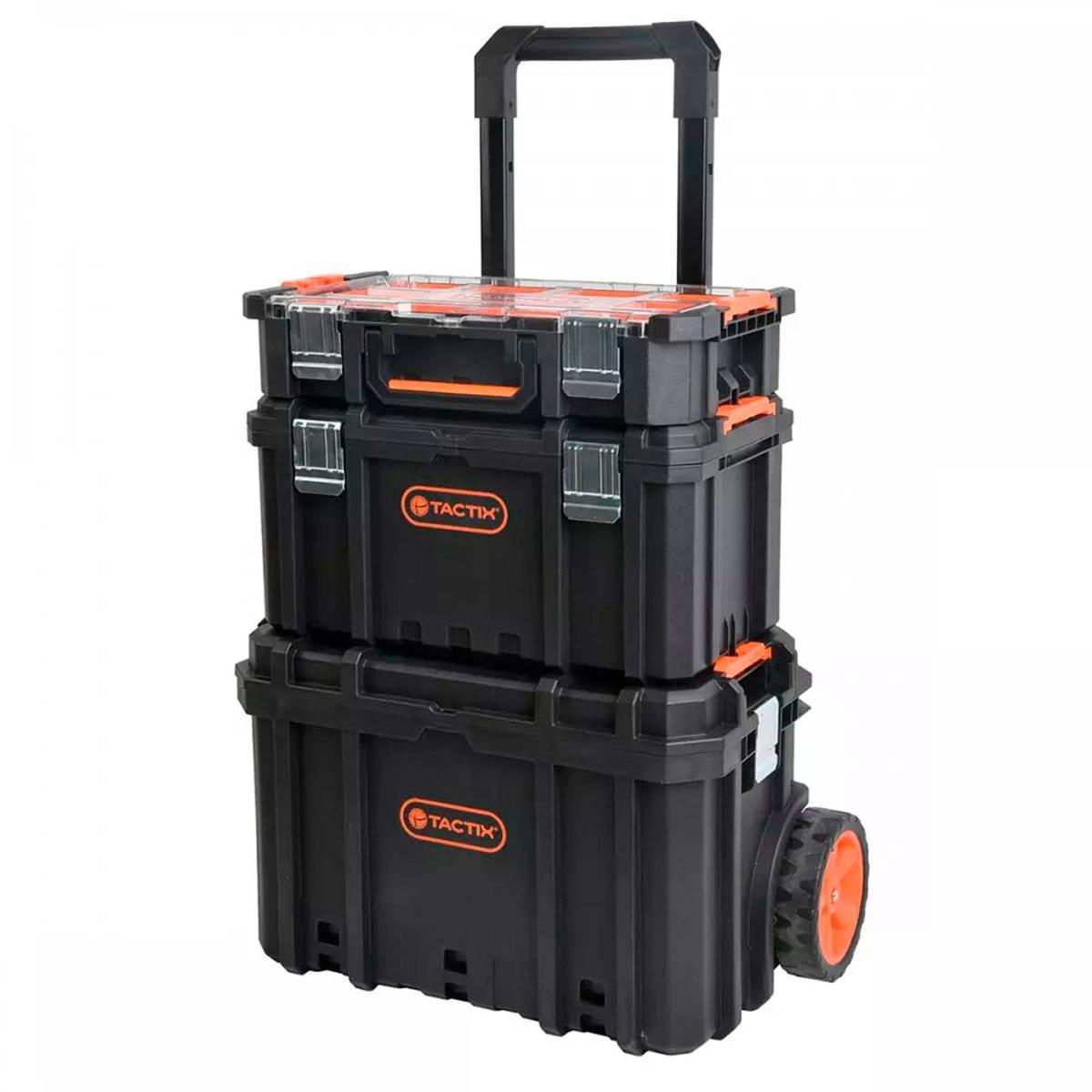 Miniatura Kit Carrinho Caixa Ferramentas Modular Alça Telescópica