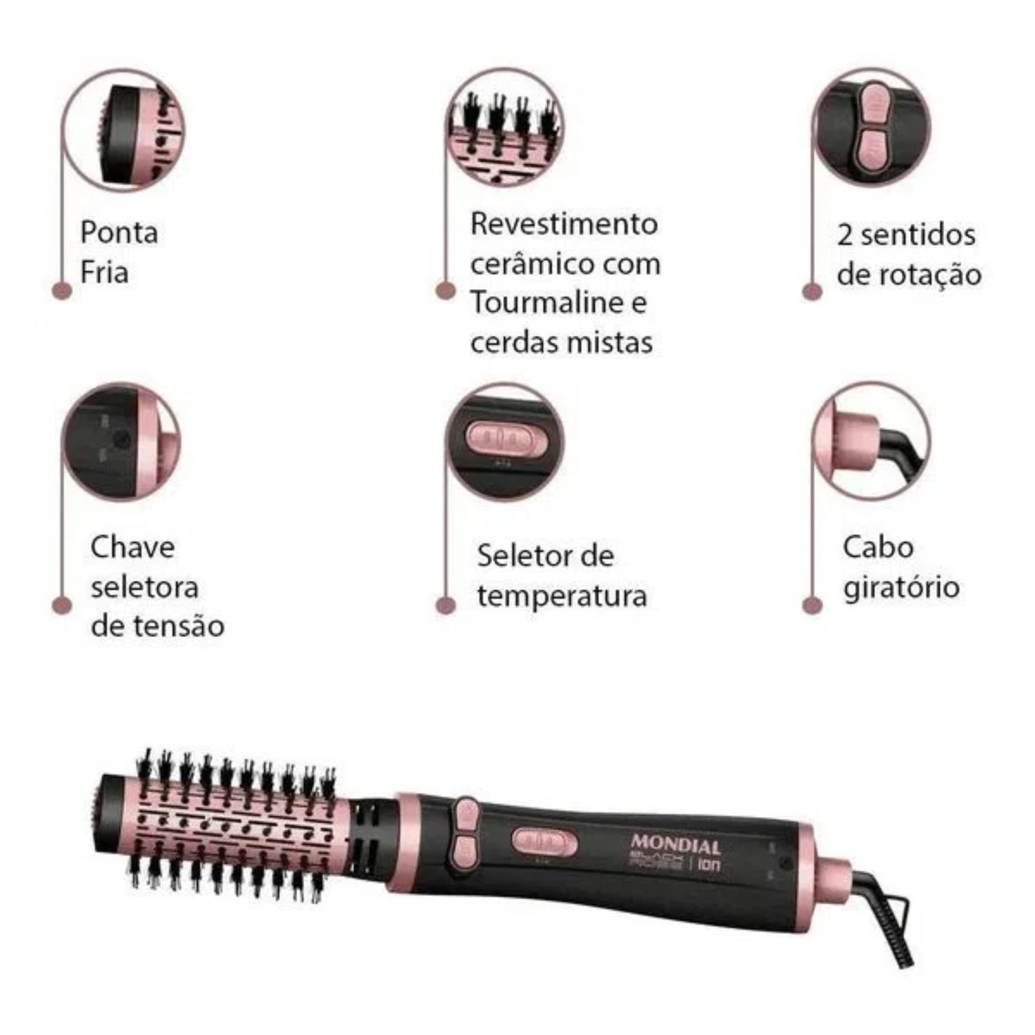 Miniatura Escova Rotativa Black Rose Mondial Erb-01 1.200W