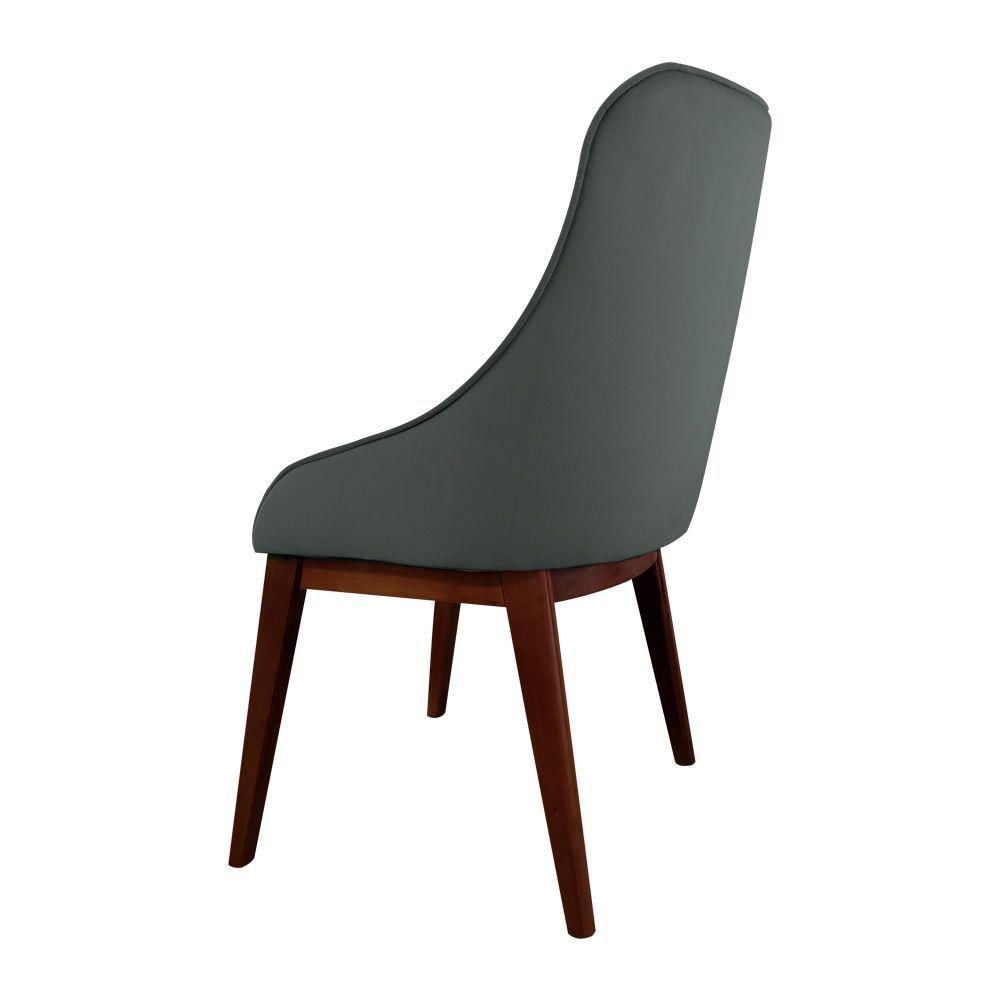 Miniatura Kit 2 Cadeiras De Jantar Estofada Anatômica Veludo Cinza Base Madeira Maciça Imbuia Cinza