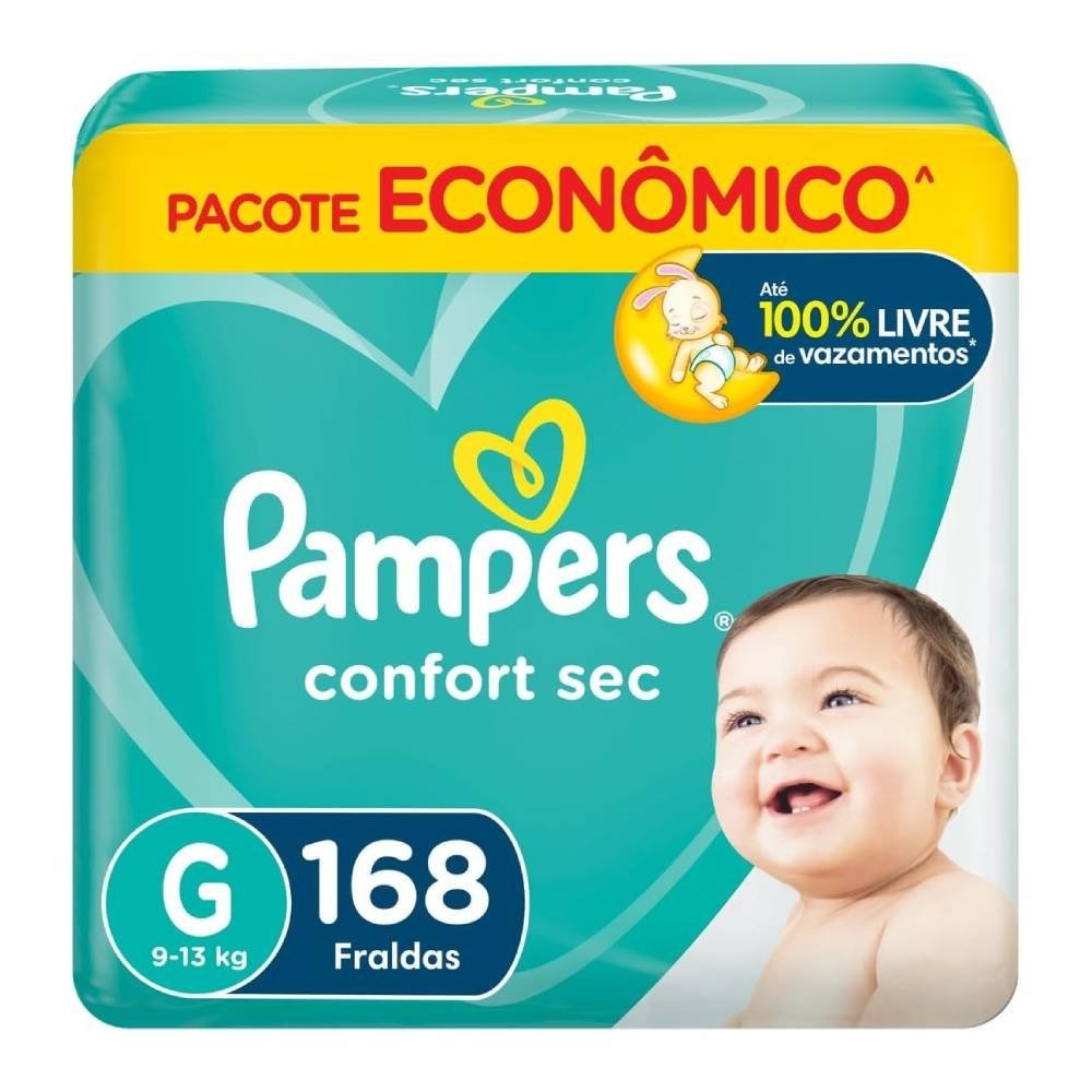 Fralda Pampers Confort Sec Ultra G Com 168 Unidades