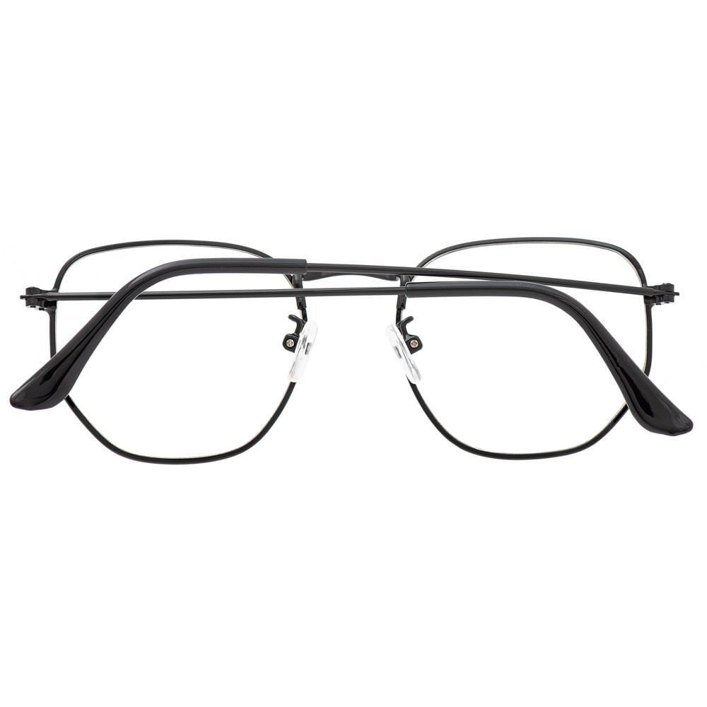 Miniatura Armação Óculos De Grau Masculino Hexagonal Preto