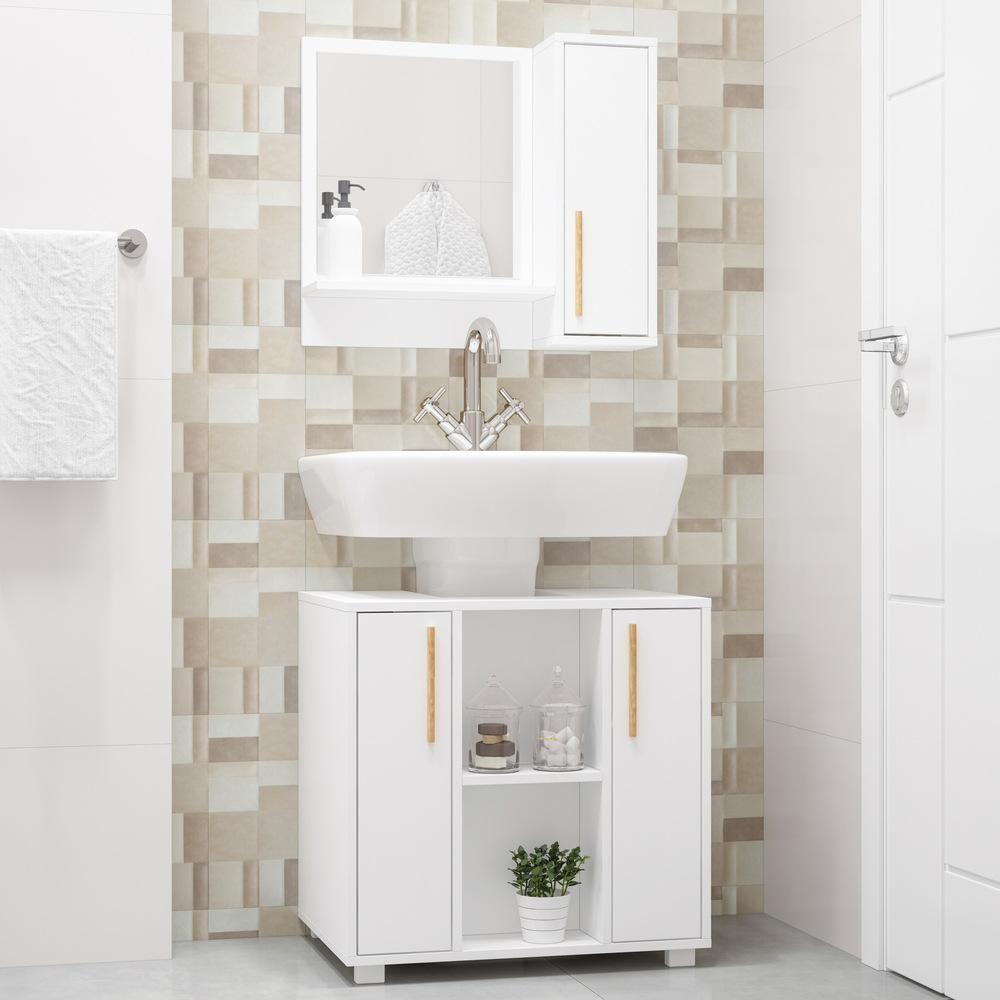 Miniatura Gabinete Banheiro Com Cuba E Espelheira 45cm Branco