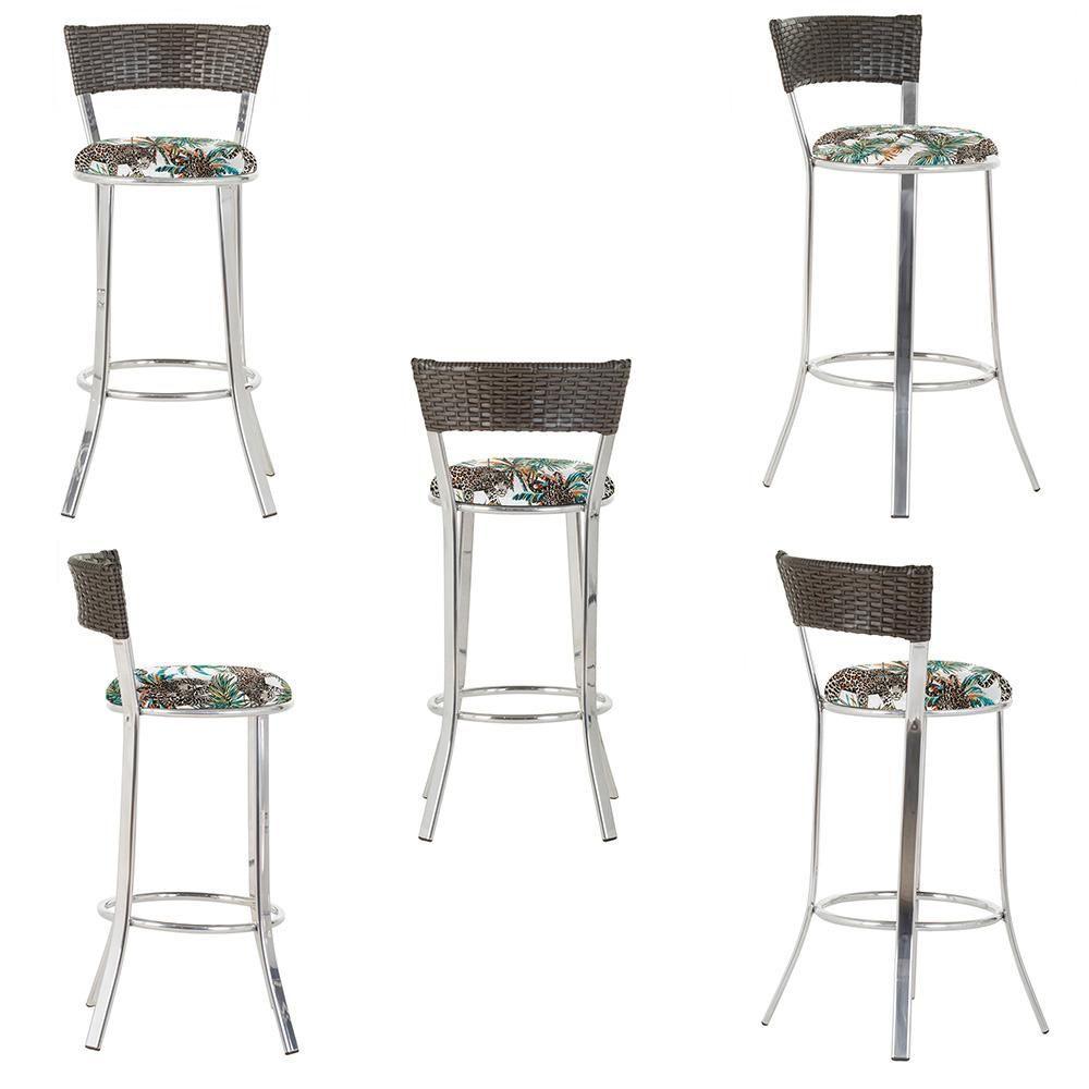 Miniatura Conjunto Com 2 Banquetas Em Alumínio, Fibra Sintética E Impermeável Tc Argila Z27