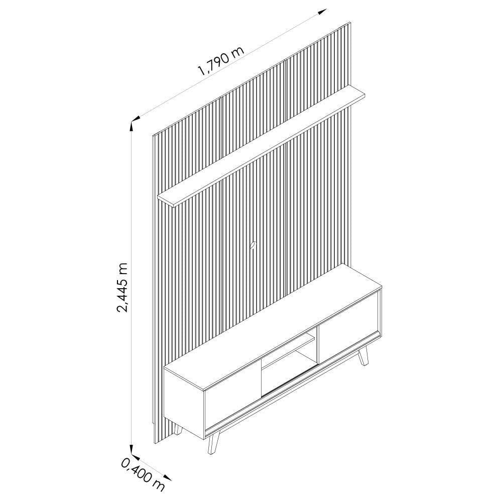 Miniatura Rack Bancada Com Painel Milo Cumaru/opala Para Tv Até 75” - Madetec